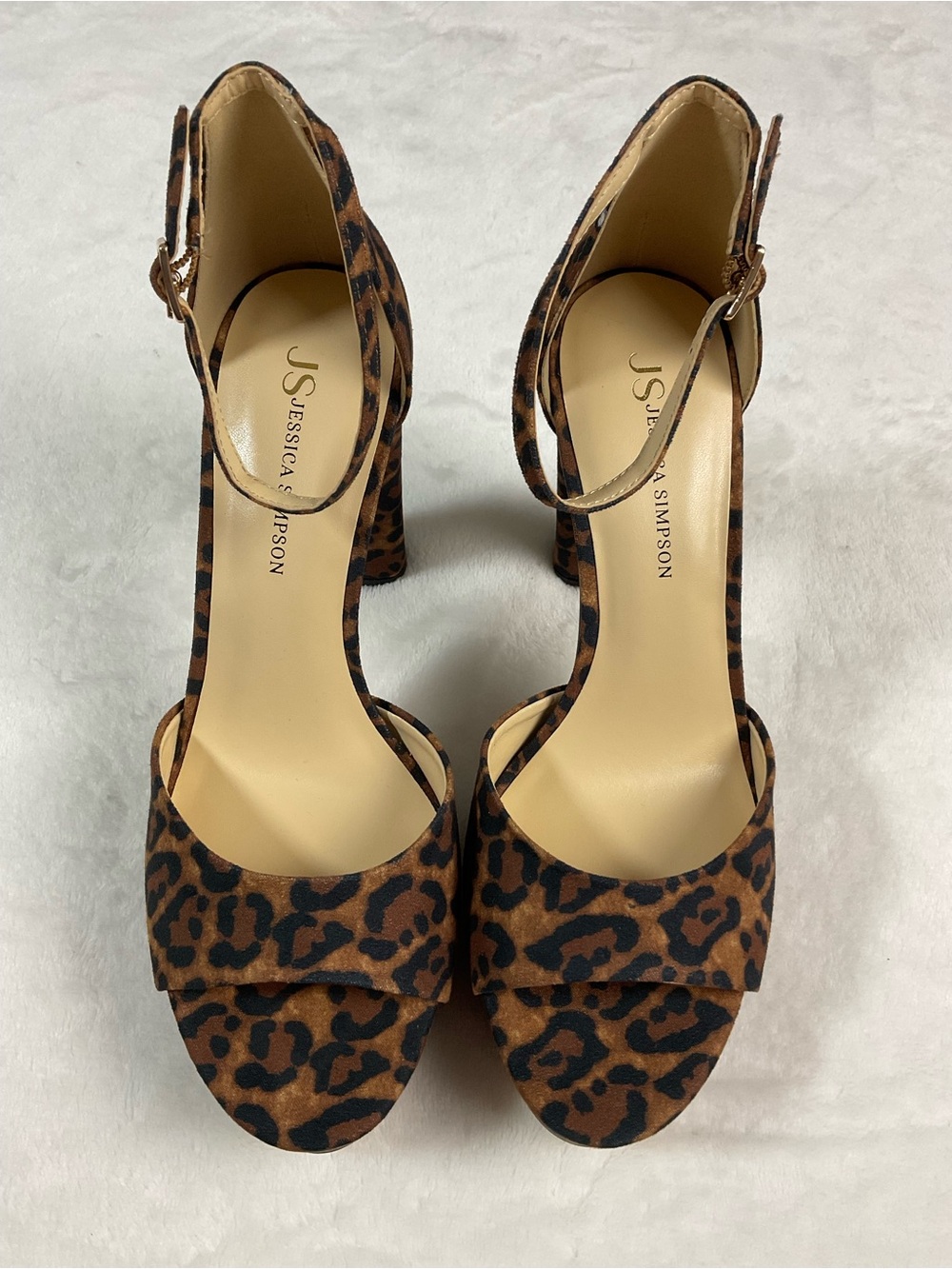Jessica Simpson Animal Print Platform Heels Ankle Strap Size 8.5 - Picture 3 of 10